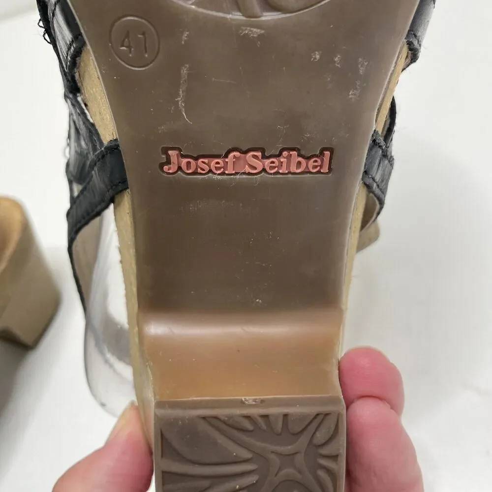 Josef Seibel‎ Women's Leather Sandal Shoe Ruth EU 41 US 9.5 Slingback Black